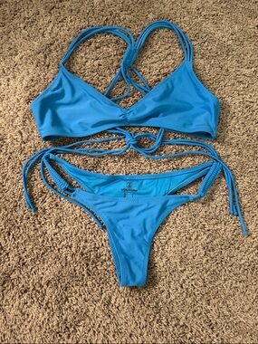 Volcom Teal Blue Strappy Two-Piece Bikini